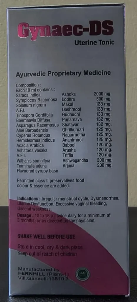 Gynaec-DS Syrup 200 ml: Ayurvedic Composition, Dose & MRP gynaec-ds syrup uterine tonic composition