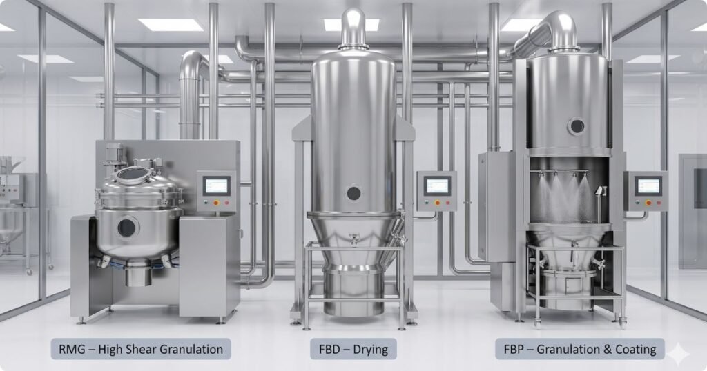 Fluid Bed Dryer vs Fluid Bed Processor vs RMG Explained
