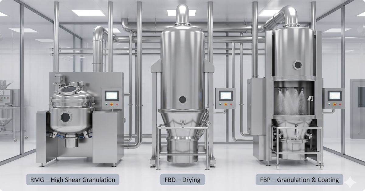 Fluid Bed Dryer vs Fluid Bed Processor vs RMG Explained