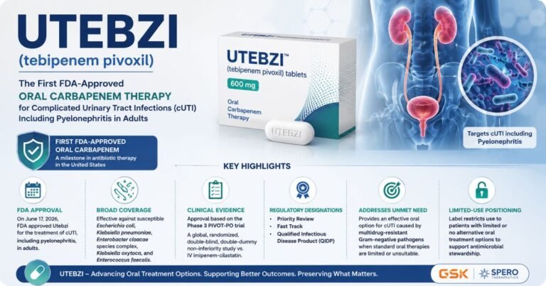 Utebzi Tebipenem Pivoxil – oral carbapenem for complicated UTI in adults Utebzi Tebipenem Pivoxil