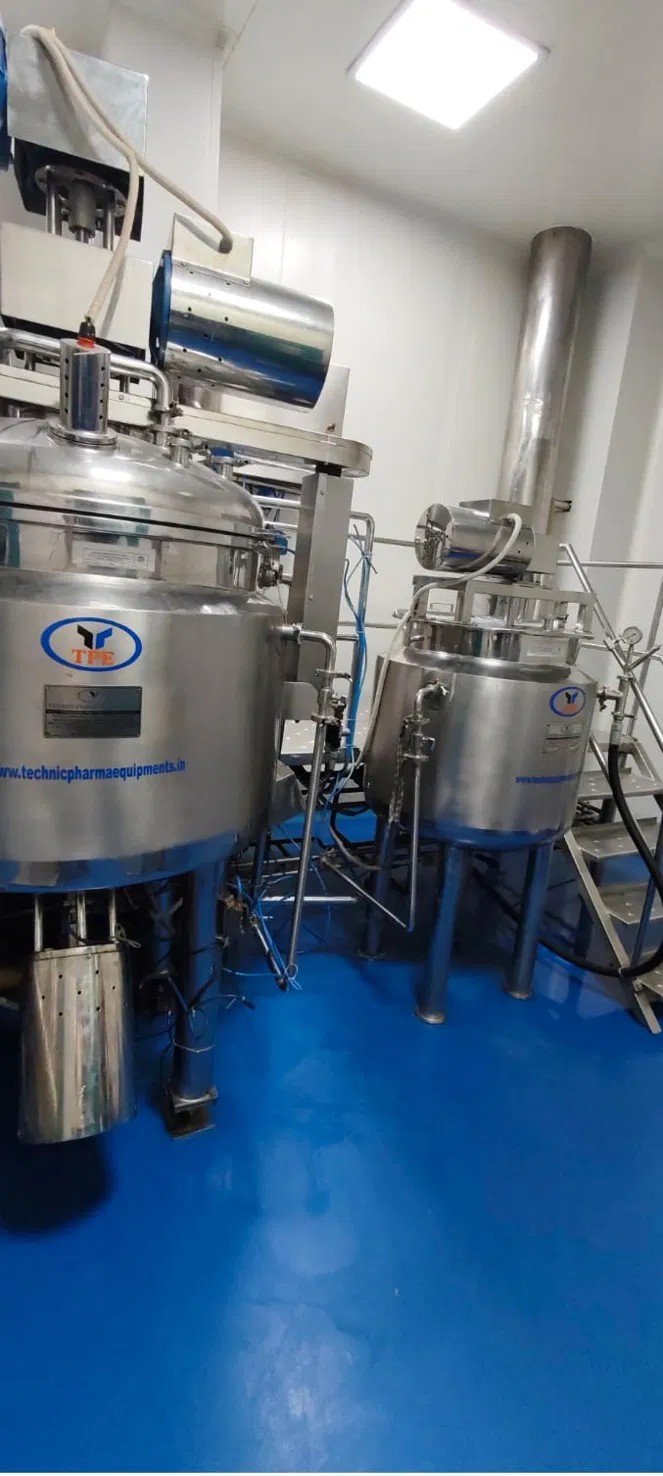 Pharma Unit for Sale in Paonta Sahib, Himachal Pradesh – ₹4 Cr Sugar syrup and manufacturing vessels with platform access in the oral liquid manufacturing room