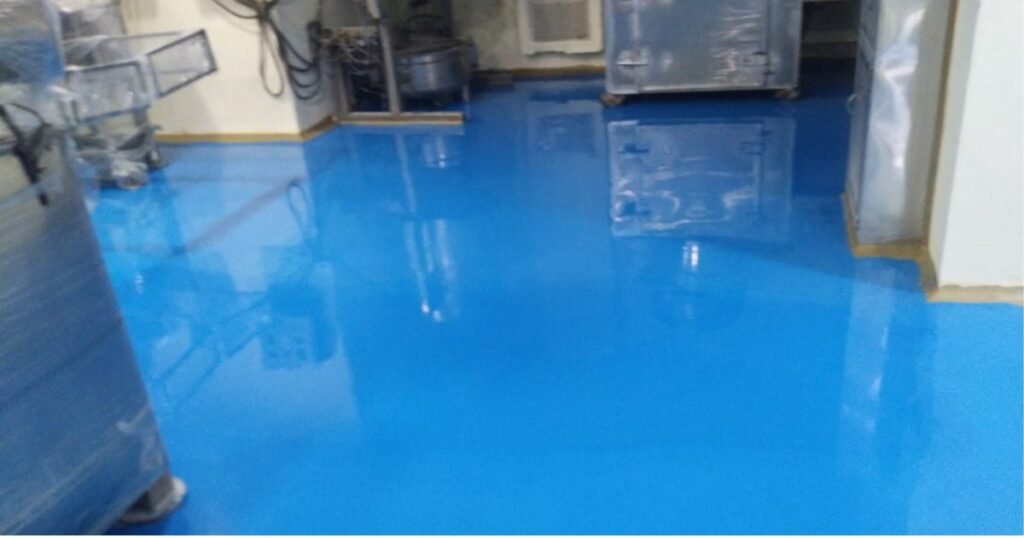 Pharma plant for sale in Sansarpur Terrace, Kangra — manufacturing hall with new seamless epoxy flooring